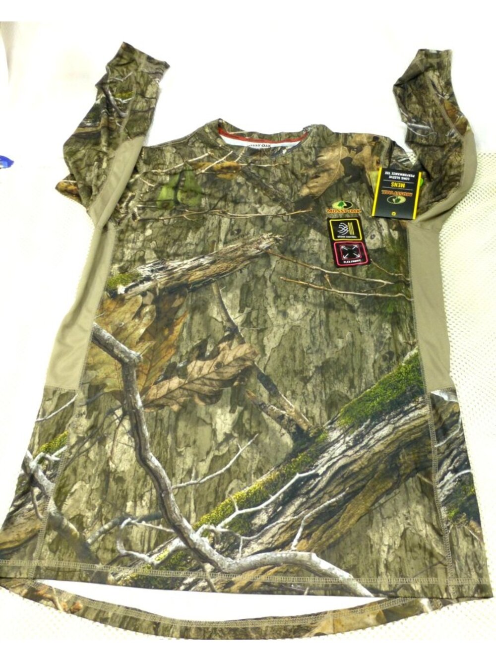 Mossy Oak Mens XL Long Sleeve Performance Tee With Scent Control & Flex Fabric N